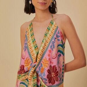 NWT Farm Rio Pink Fruits Queen Scarf Lenzing™ Ecovero™ Viscose Blouse